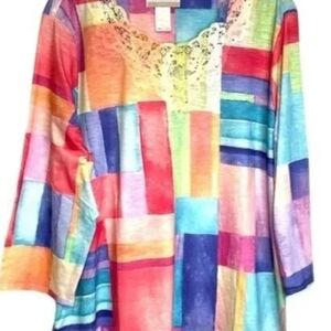 Alfred Dunner Multicolor Patchwork Tunic